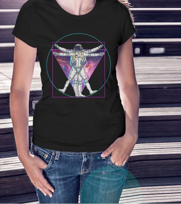 Vaporwave Astronaut Vitruvian Man Pastel Goth Cosmic Geometry T-Shirt