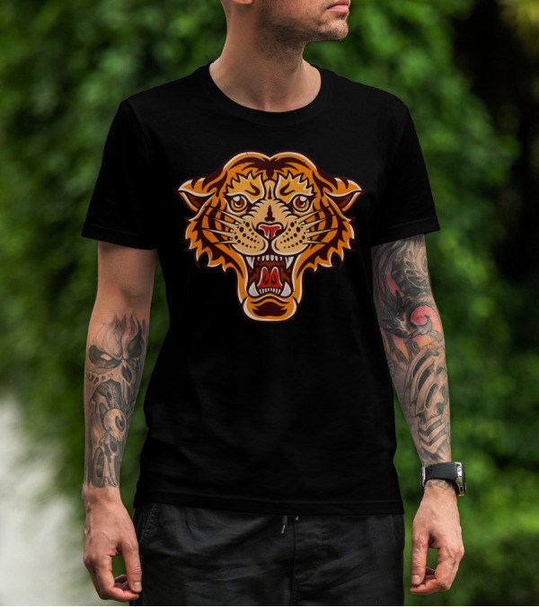 Old School Tiger Face Vintage Retro 1R T-Shirt
