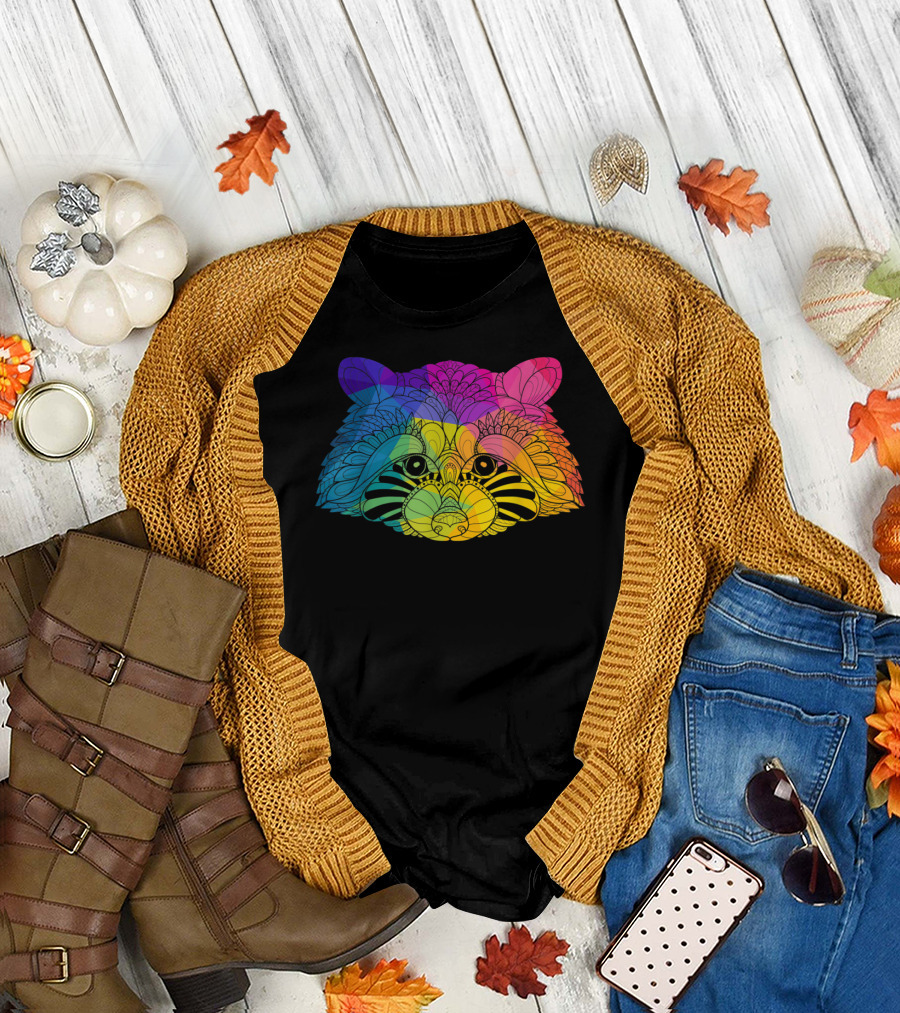 Cheeky Raccoon Trash Panda Lover Rainbow T-Shirt