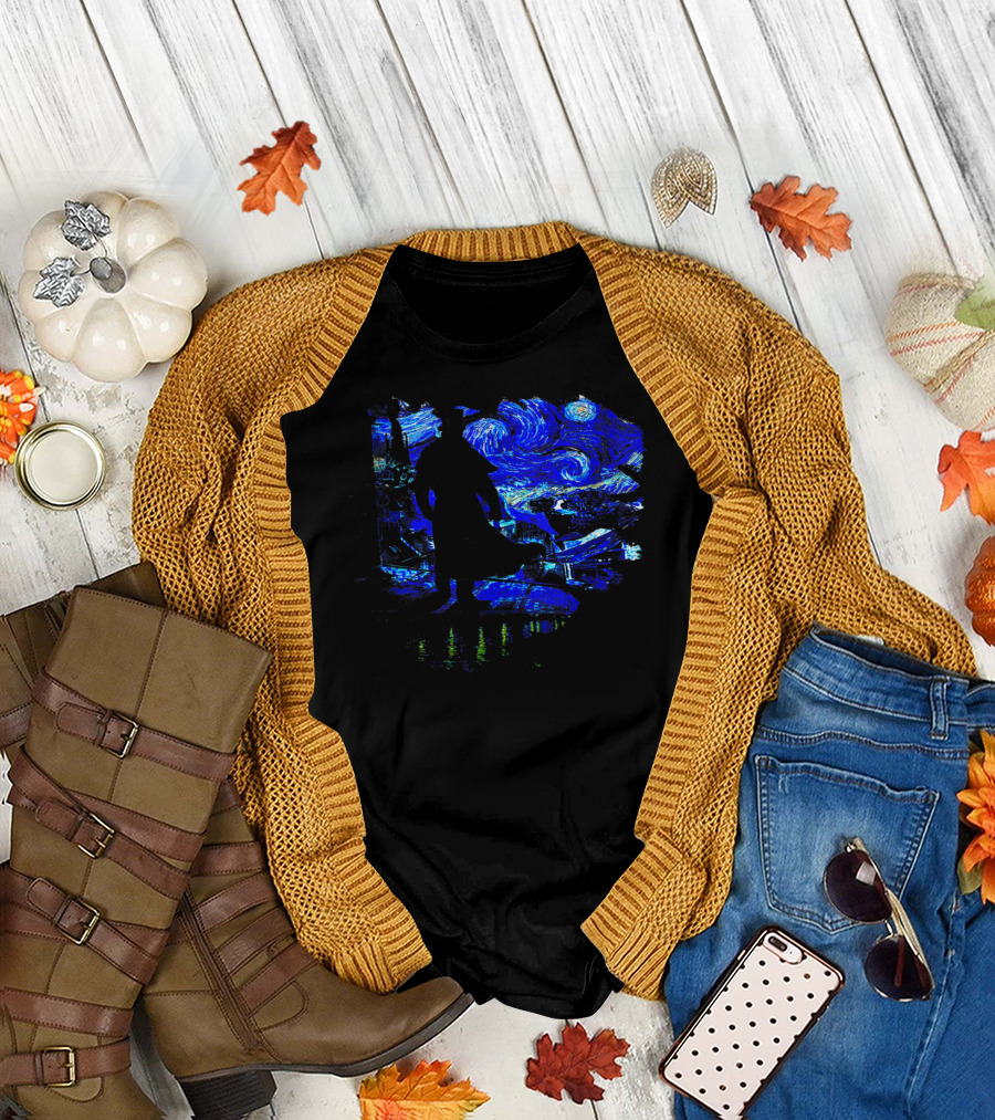 Sherlock Holmes in Van Gogh's Starry Night British Detective T-Shirt