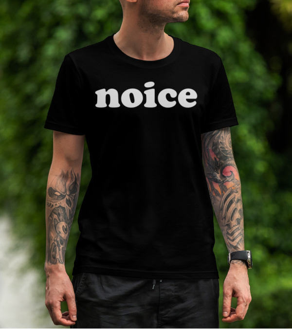 Noice Text Bold Font White T-Shirt