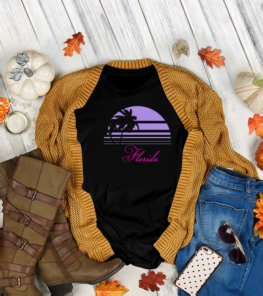 Florida Souvenir Black Palms Lavender Moon T-Shirt