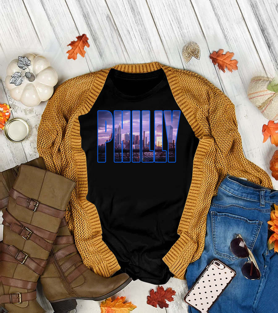 Philly Colorful Urban Skyline Cityscape T-Shirt