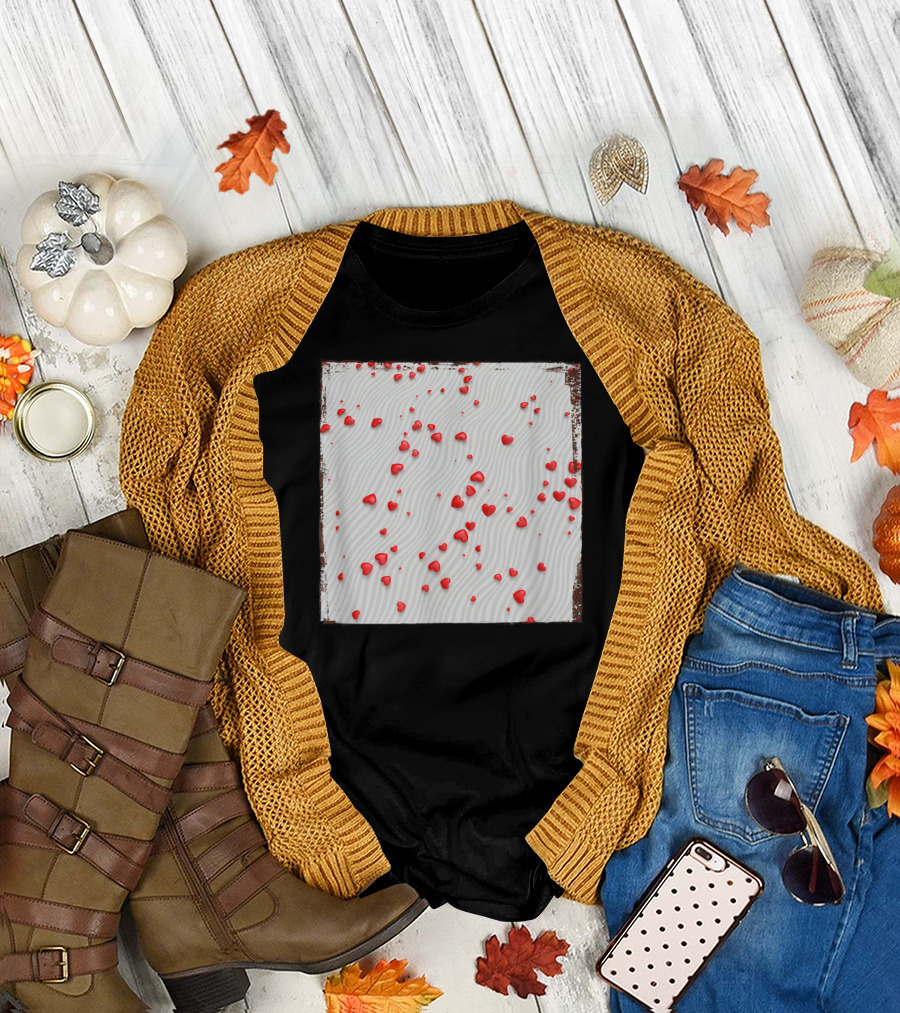 Red Flowing Hearts for Your Loved One Romantic Valentine's Day T-Shirt