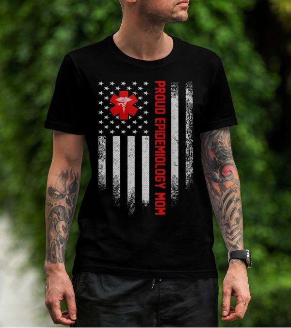 Vintage USA American Flag Proud Epidemiology Mom T-Shirt