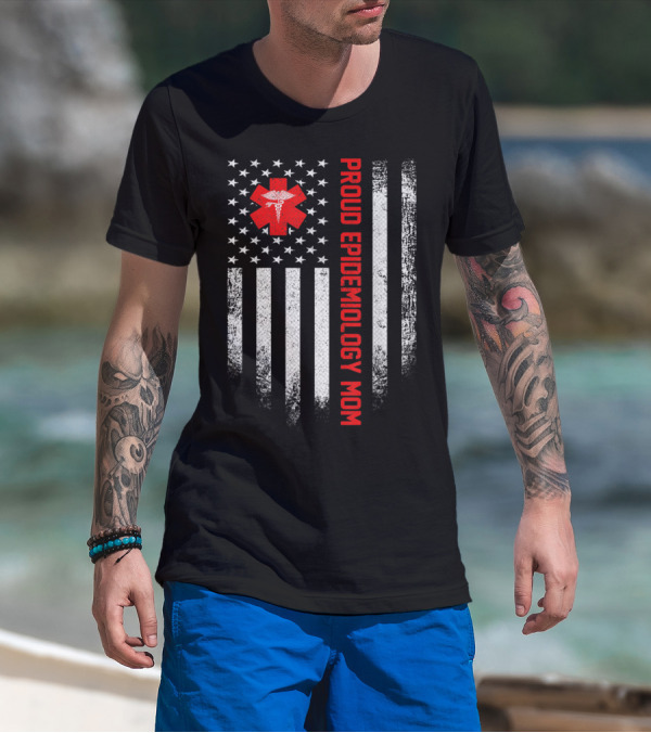 Vintage USA American Flag Proud Epidemiology Mom T-Shirt