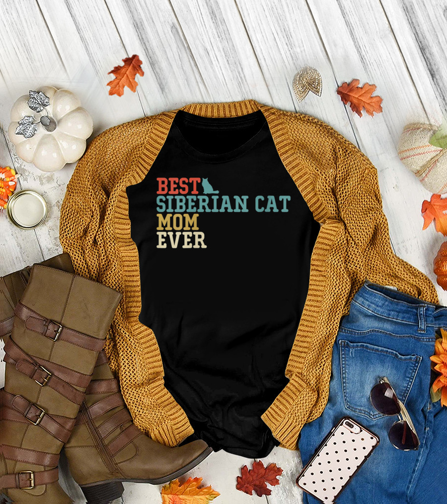 Best Siberian Cat Mom Ever Funny Vintage Retro T-Shirt