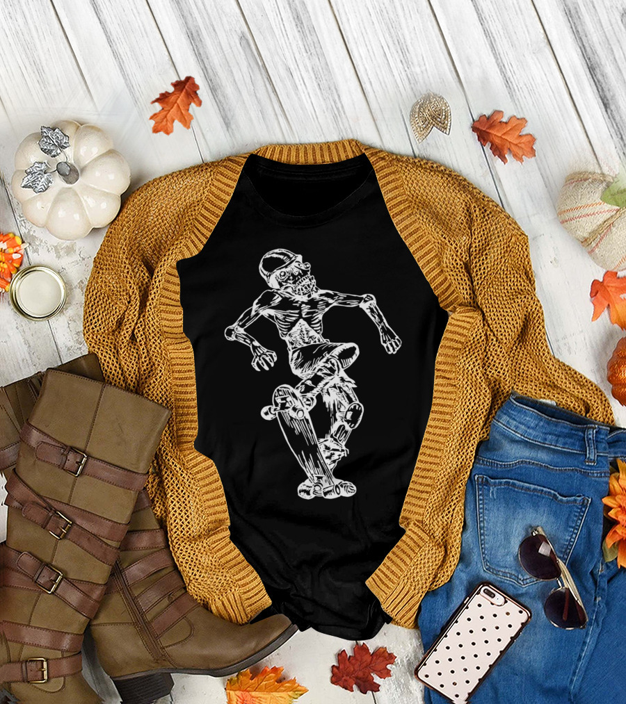 Seembo Zombie Skater on Skateboard Skateboarding T-Shirt