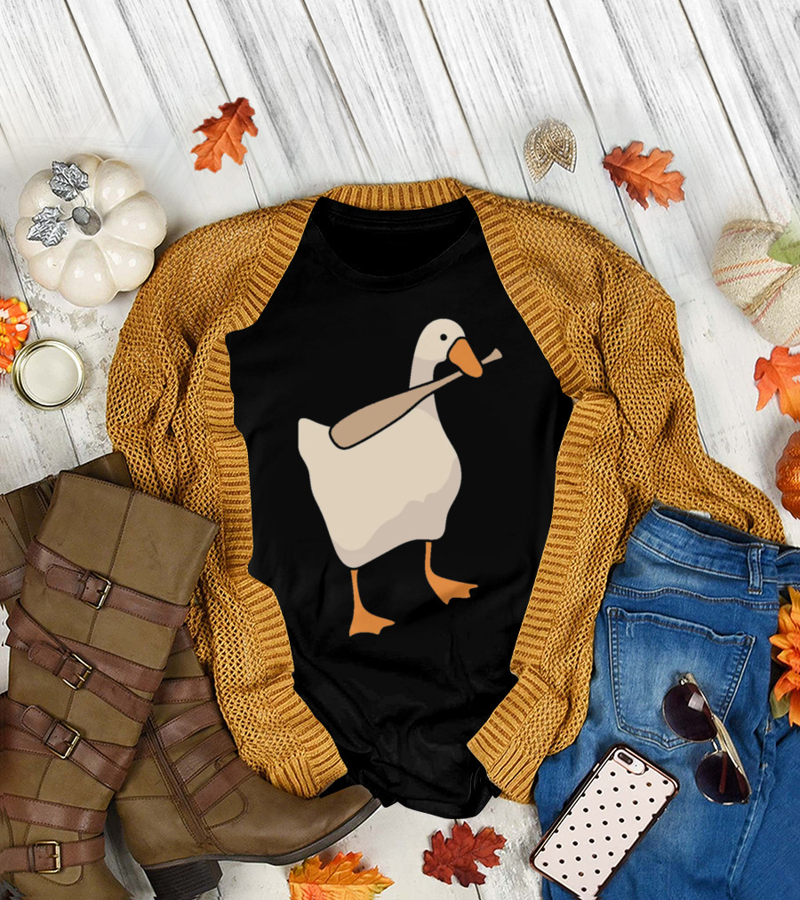 Peace Was Never An Option Goose Holding Bat Gaming Gamer T-Shirt