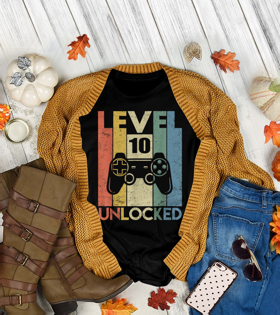 Level 10 Unlocked Video Gamer Controller T-Shirt