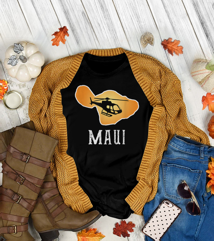 Maui Helicopter Island Silhouette Adventure T-Shirt