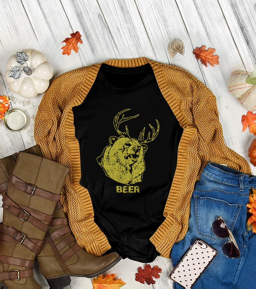 BEER Bear + Deer Antler Mashup T-Shirt