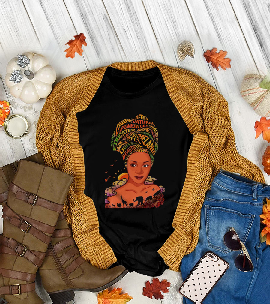 Black Queen Melanin Power Nature Beauty Afro Culture T-Shirt
