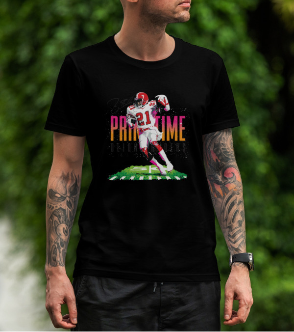 Deion Sanders 21 Primetime Football Action T-Shirt