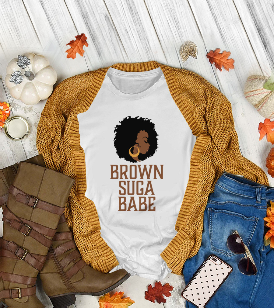 Brown Suga Babe Afro Woman Silhouette African American T-Shirt