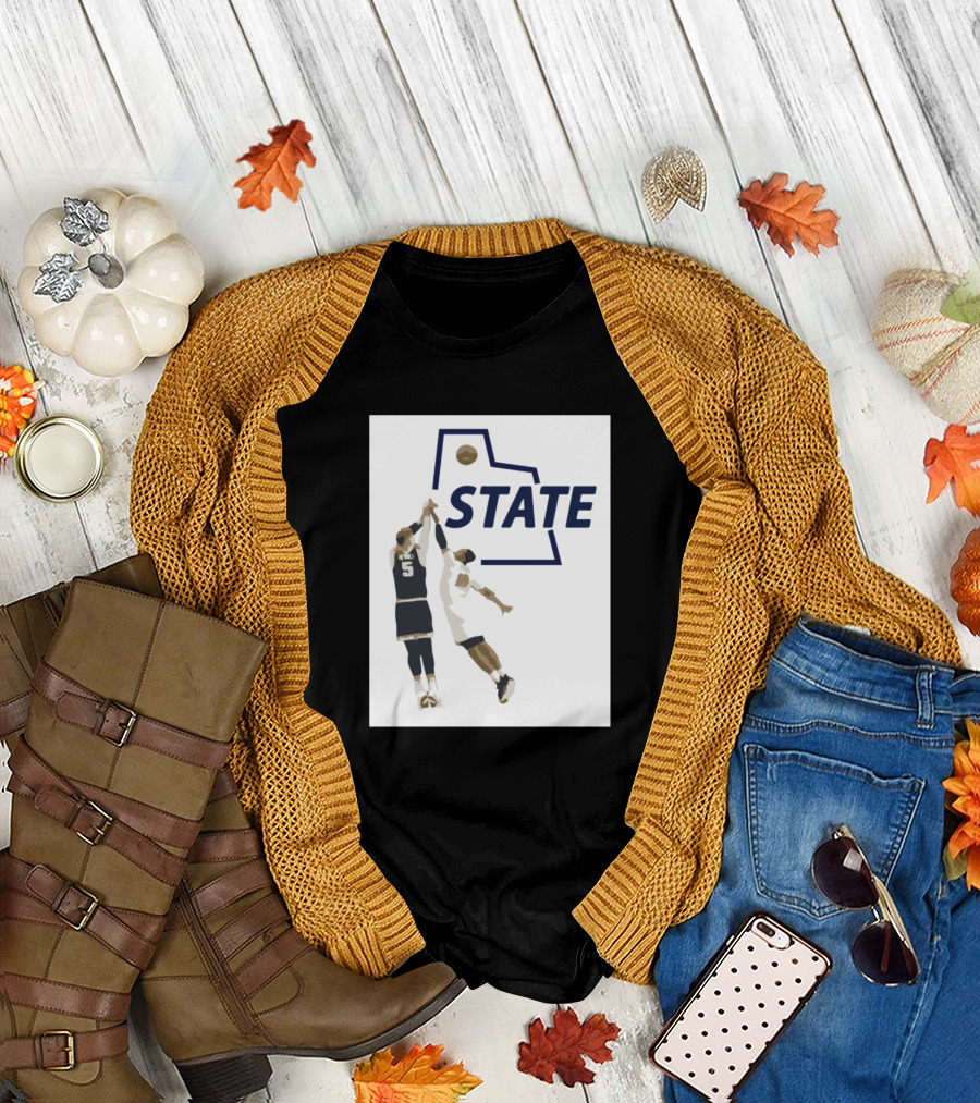 State Basketball Players Jump Shot Duel T-Shirt