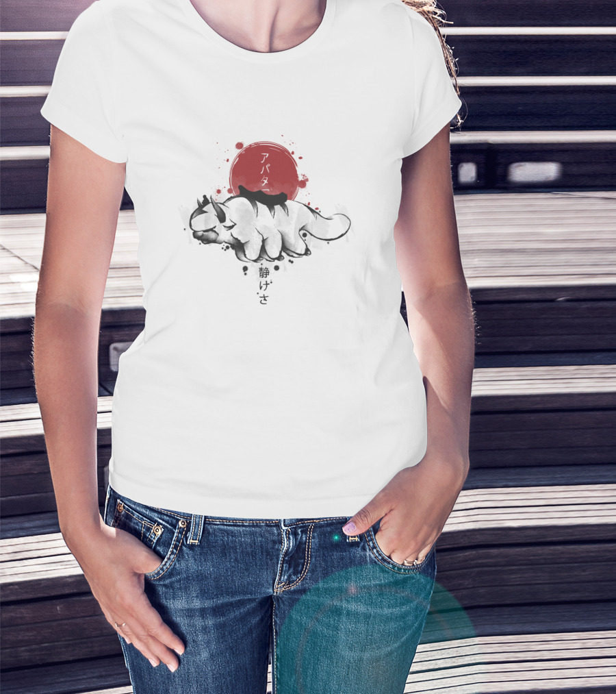 Avatar The Last Airbender Appa Red Sun Japanese Characters T-Shirt