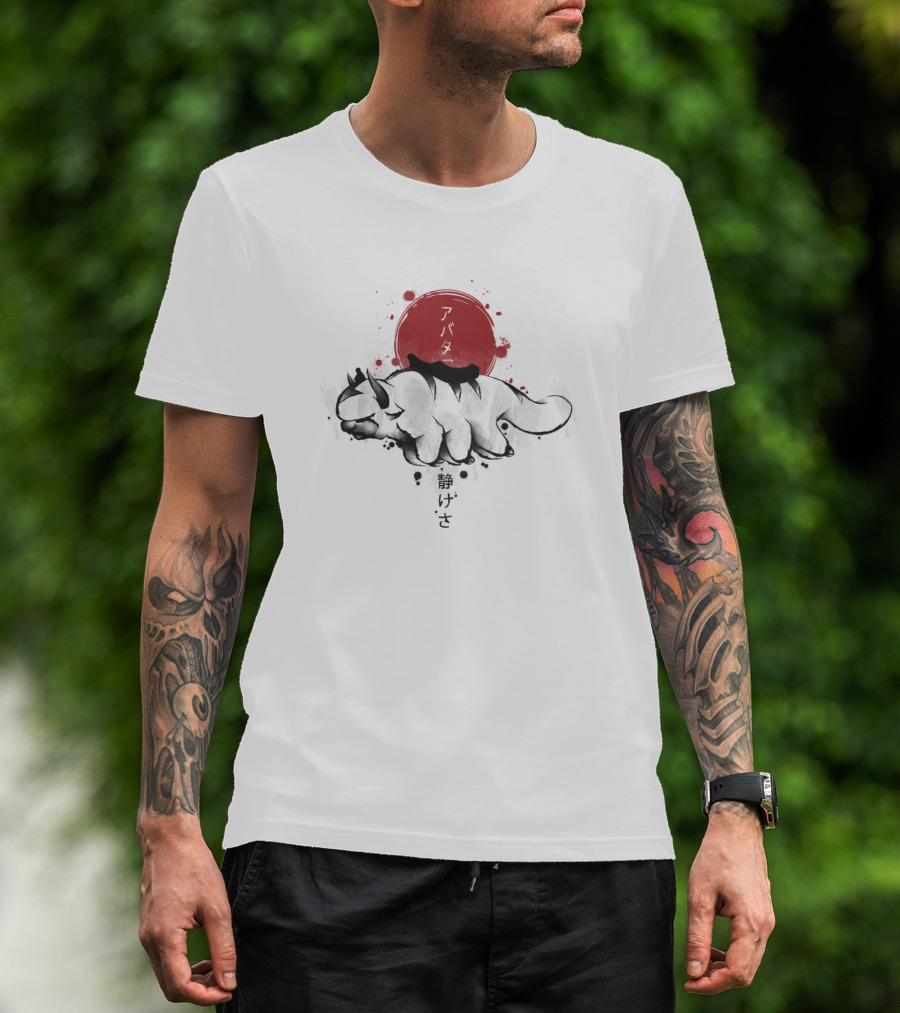 Avatar The Last Airbender Appa Red Sun Japanese Characters T-Shirt