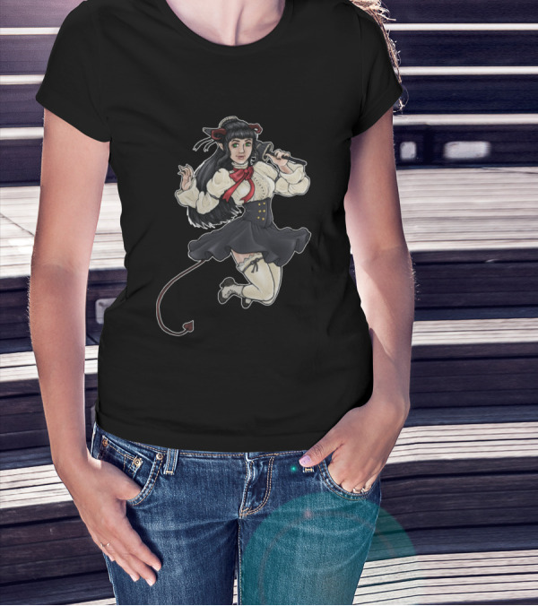 Demon Cutie With Tail By Darkfilly In Vintage Gothic T-Shirt