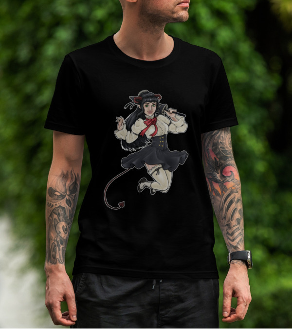 Demon Cutie With Tail By Darkfilly In Vintage Gothic T-Shirt