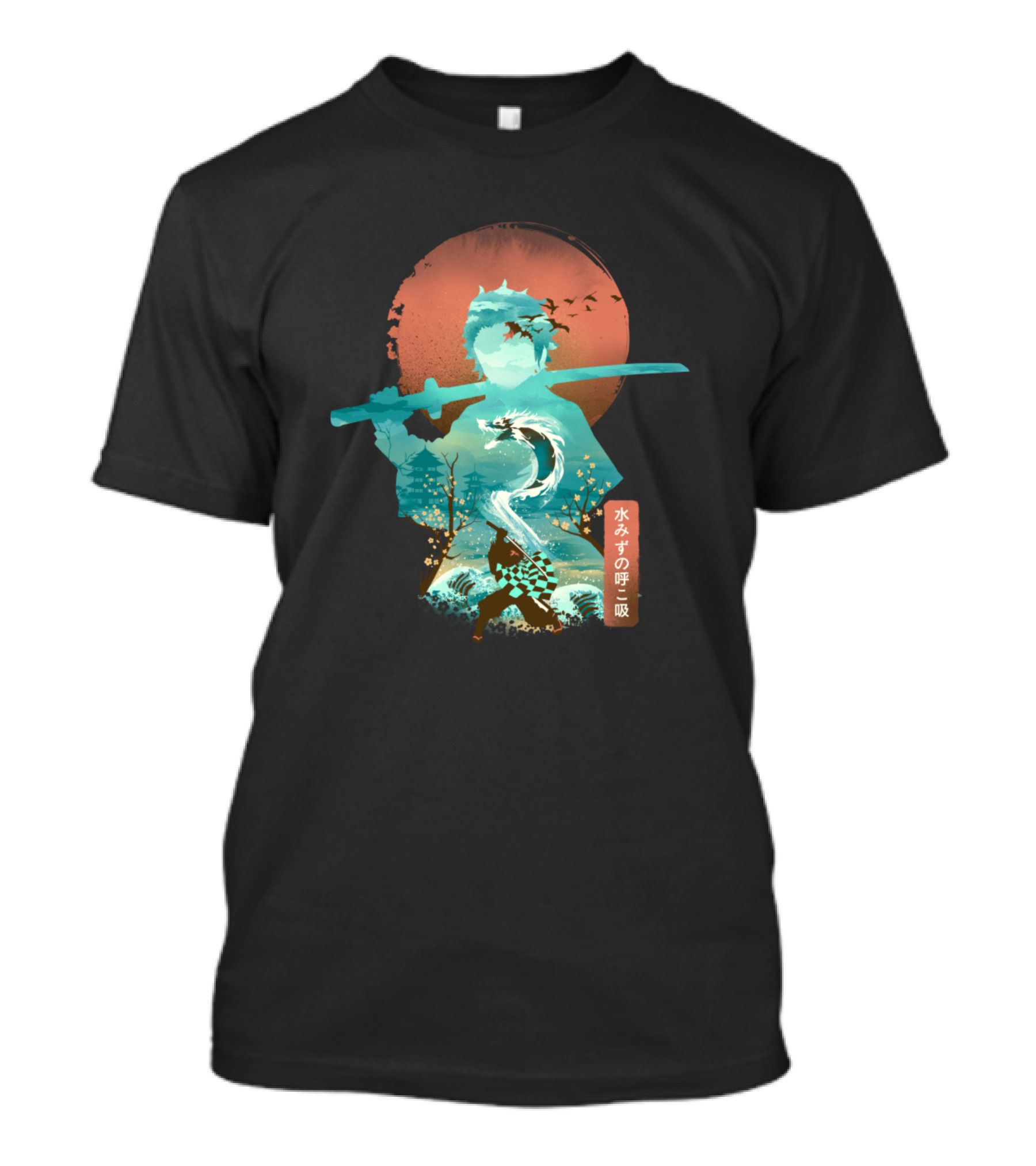 Demon Slayer Ukiyo E Breath Of Water Japanese Kanji T-Shirt