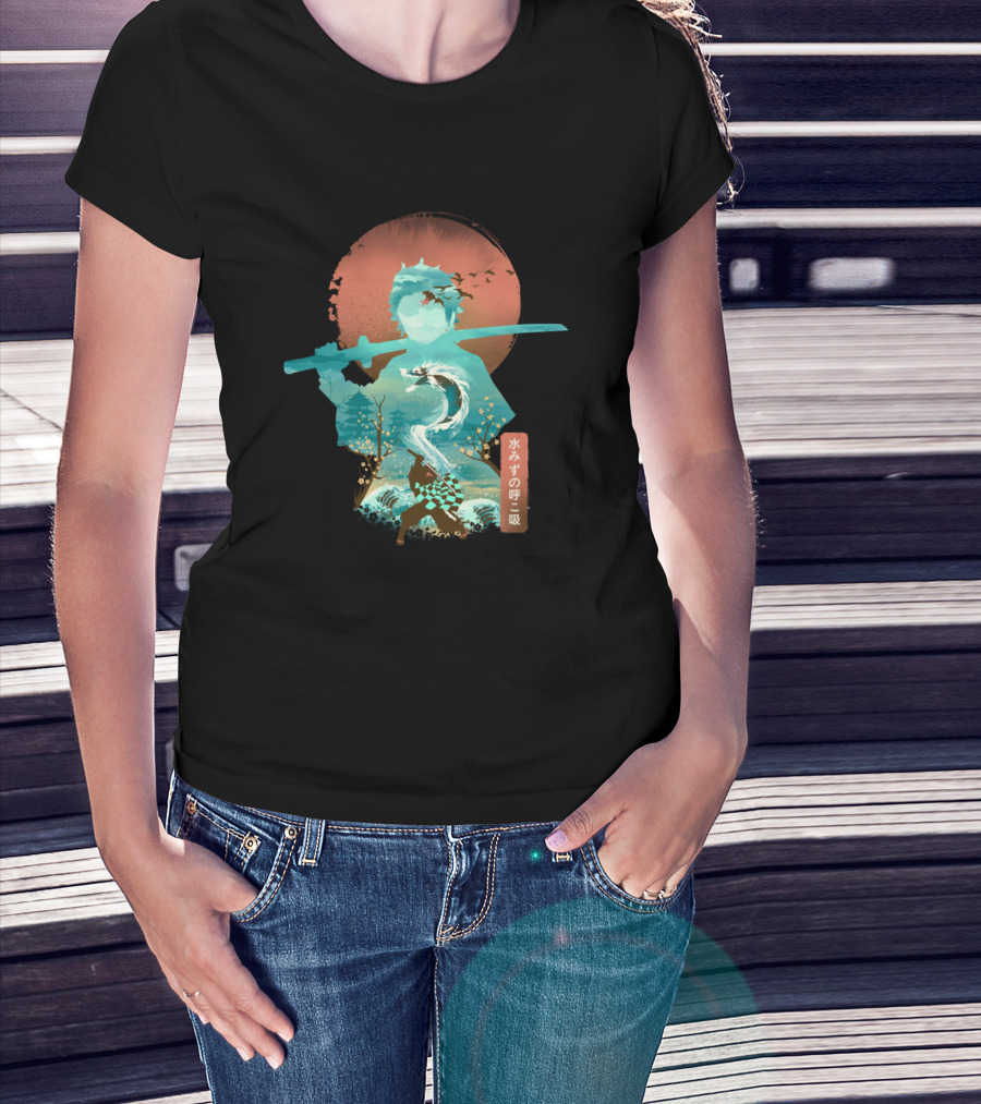 Demon Slayer Ukiyo E Breath Of Water Japanese Kanji T-Shirt