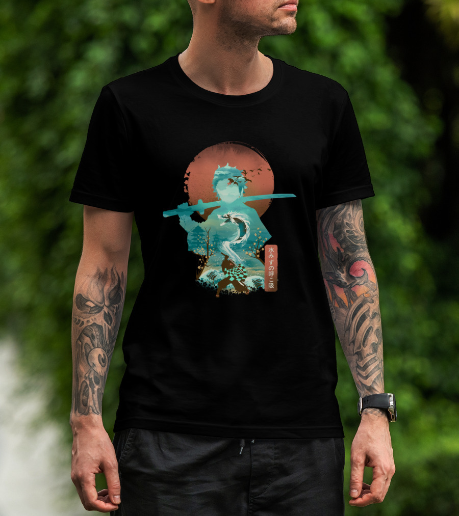 Demon Slayer Ukiyo E Breath Of Water Japanese Kanji T-Shirt