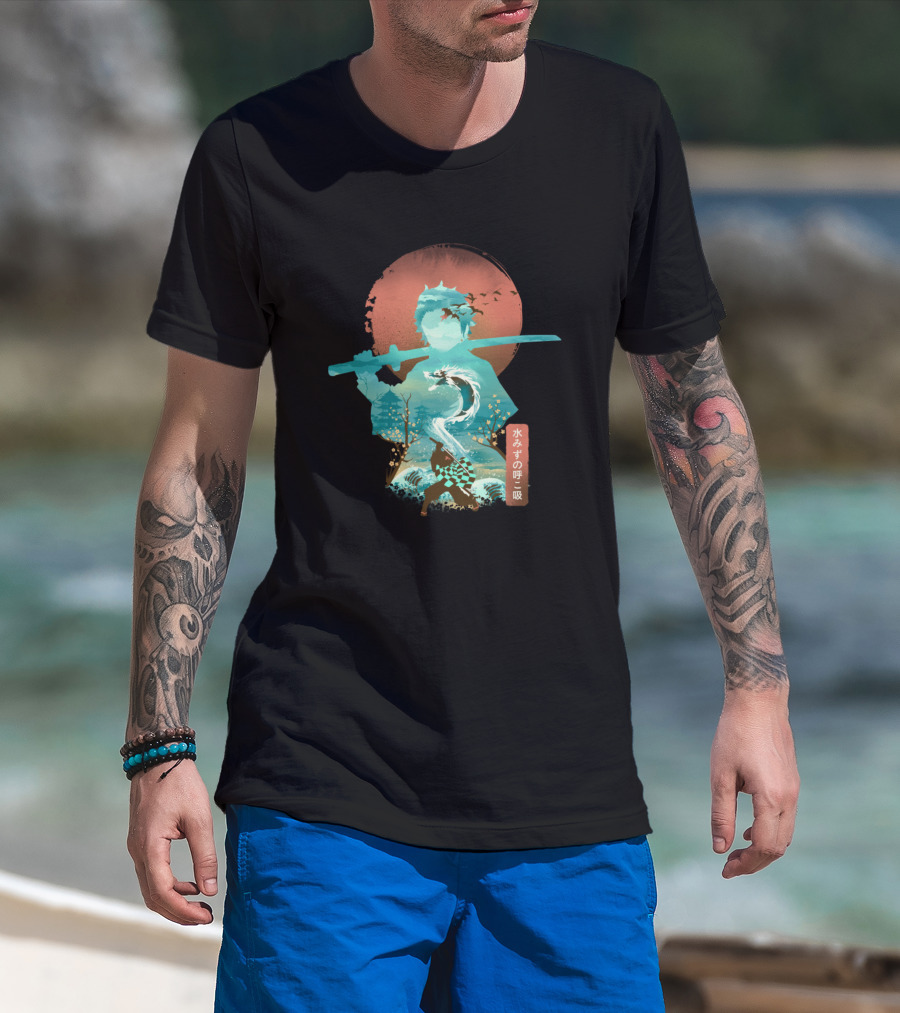 Demon Slayer Ukiyo E Breath Of Water Japanese Kanji T-Shirt