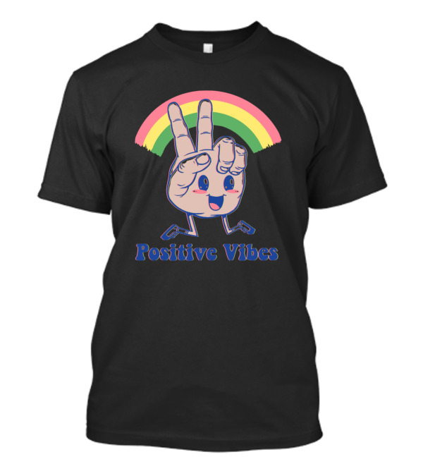 Positive Vibes Rainbow Peace Hand By Vincent Trinidad T-Shirt