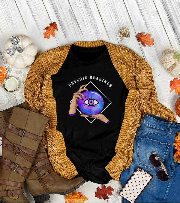 Psychic Readings Crystal Ball Eye And Hands T-Shirt