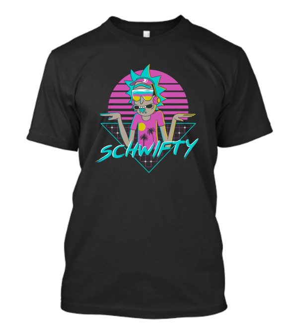 Rad Schwifty Rick And Morty Retro Sunset Palm Trees T-Shirt