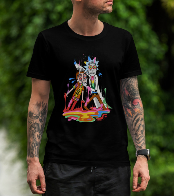 Rick And Morty Psychedelic Trip Colorful Portal Adventure T-Shirt