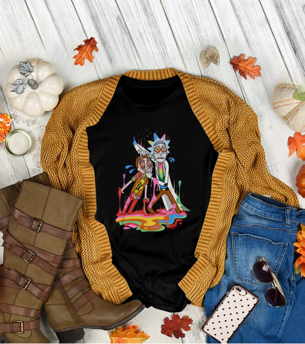 Rick And Morty Psychedelic Trip Colorful Portal Adventure T-Shirt