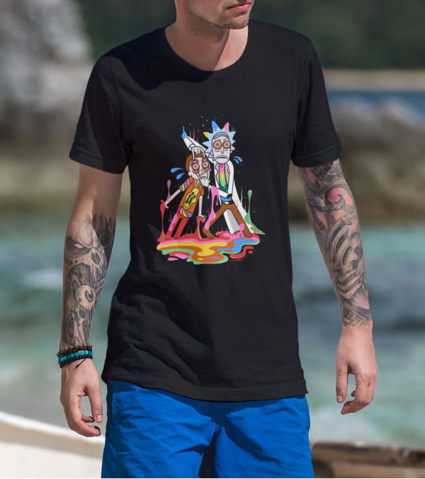 Rick And Morty Psychedelic Trip Colorful Portal Adventure T-Shirt