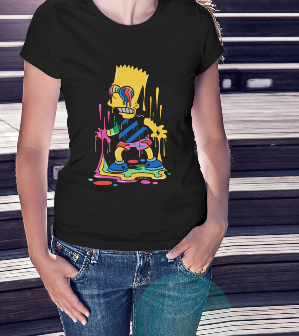 Simpsons Trippy Bart Melted Psychedelic Drip T-Shirt
