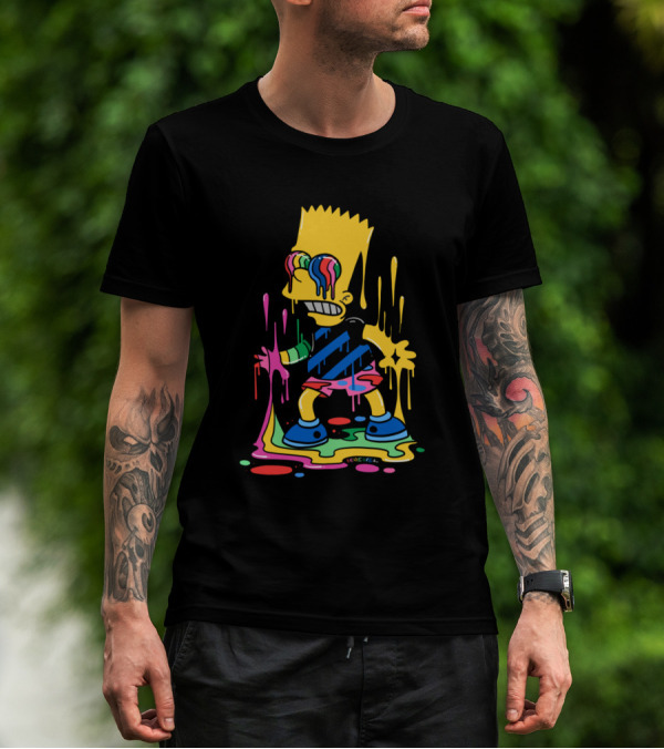 Simpsons Trippy Bart Melted Psychedelic Drip T-Shirt