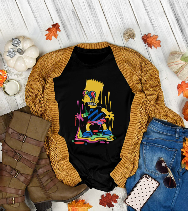 Simpsons Trippy Bart Melted Psychedelic Drip T-Shirt