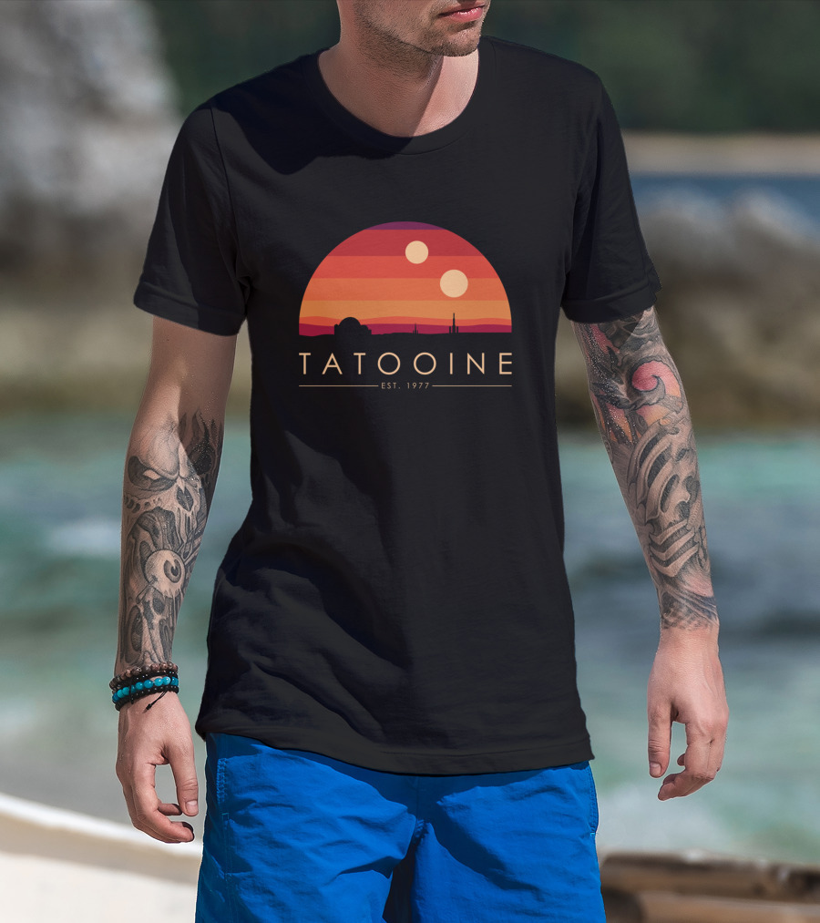 Star Wars Tatooine Est. 1977 Twin Suns Desert Landscape T-Shirt
