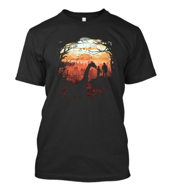 The Last Of Us Silhouette Scene With Giraffe And City Skyline T-Shirt
