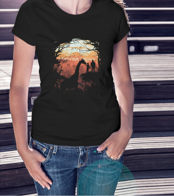 The Last Of Us Silhouette Scene With Giraffe And City Skyline T-Shirt