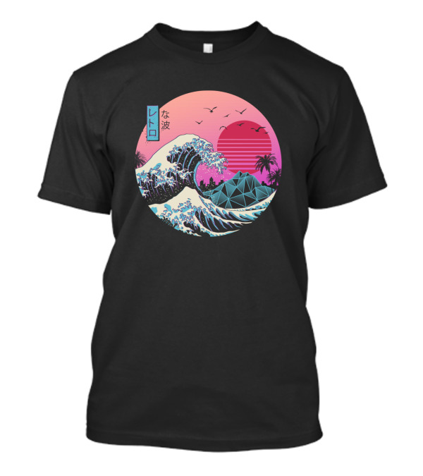 Vaporwave The Great Retro Wave Japanese Sunset Aesthetic Ocean Scene T-Shirt