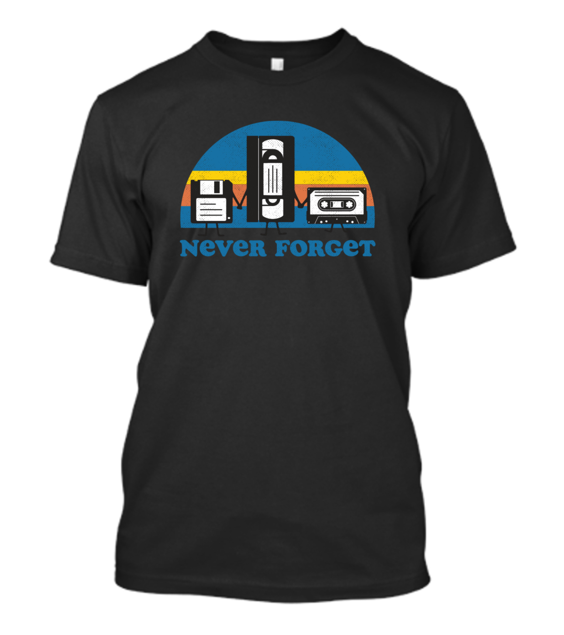 Never Forget VHS Floppy Disk Cassette Tape Retro Nostalgia T-Shirt