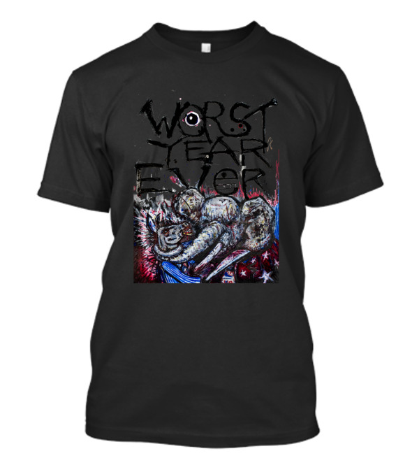 Worst Year Ever Worst Year Ever Elephant With Stars Political Cartoon T-Shirt