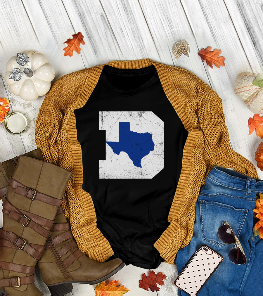 Dallas Texas D Map Blue T-Shirt