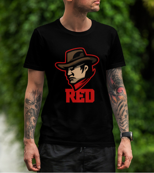 Cowboy Hat Profile Red Scarf T-Shirt
