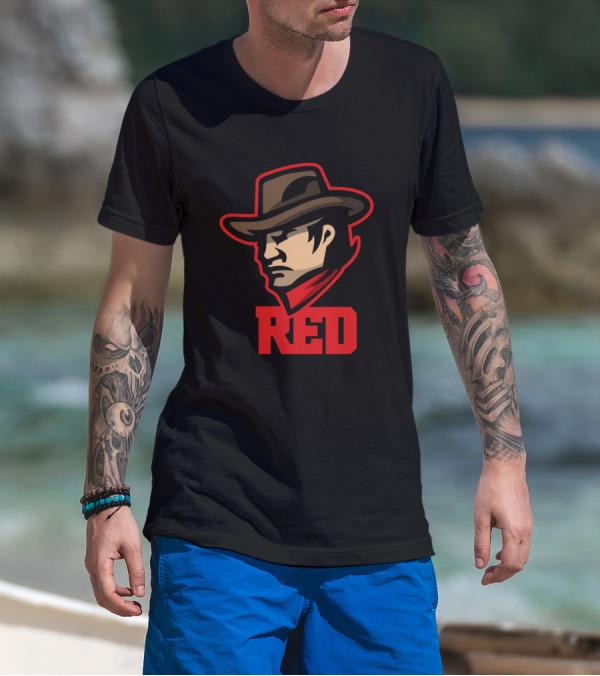 Cowboy Hat Profile Red Scarf T-Shirt