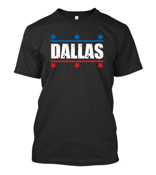 Dallas Texas Tx US Army Style Red Blue Stars T-Shirt