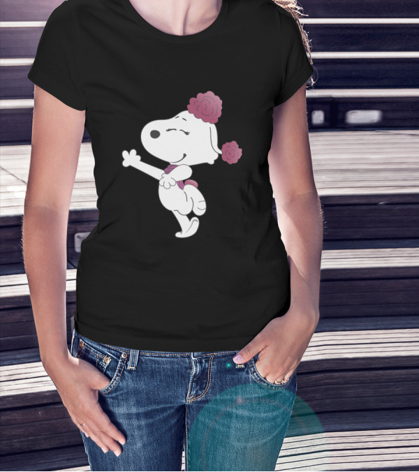Fifi Dancing Snoopy Flower Adorned Ballet Pose T-Shirt