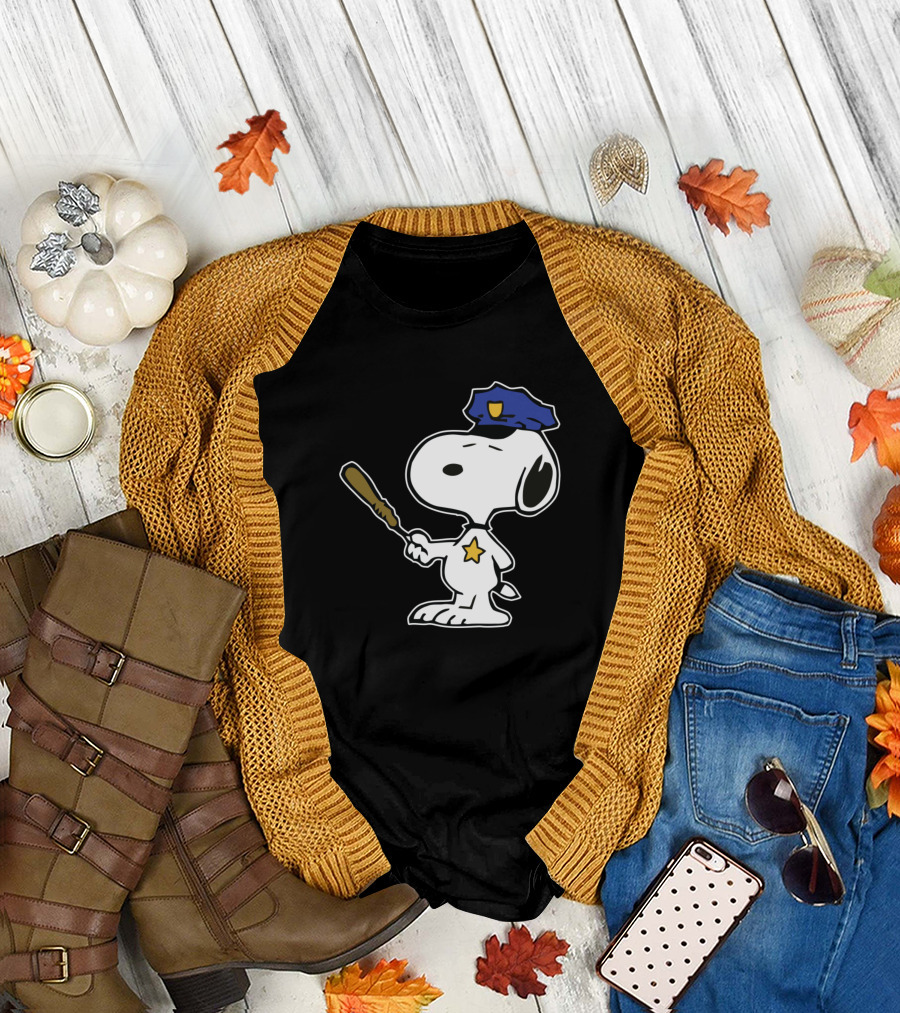 Snoopy Dressed as Police Officer with Batons and Badge T-Shirt