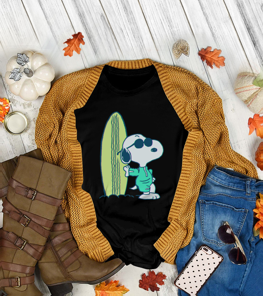 Snoopy Joe Cool Surfboard Relaxed Vibe T-Shirt